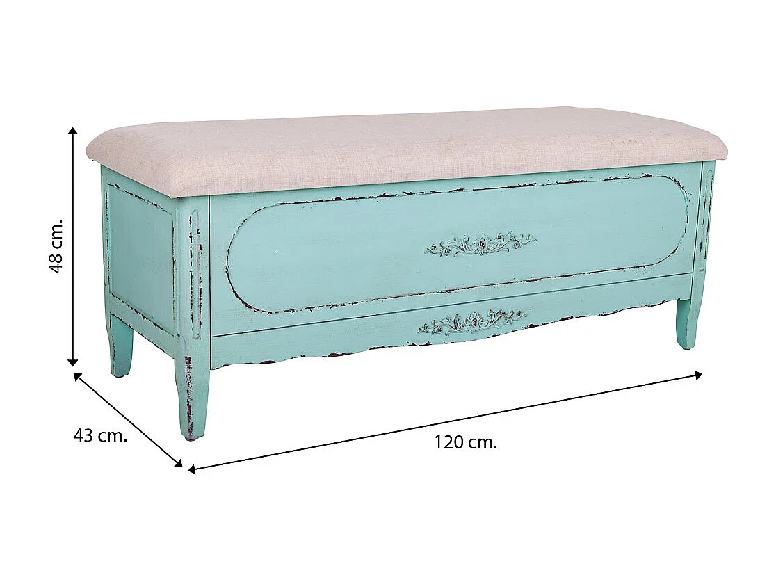 Banquette en bois bleue 120x43x48