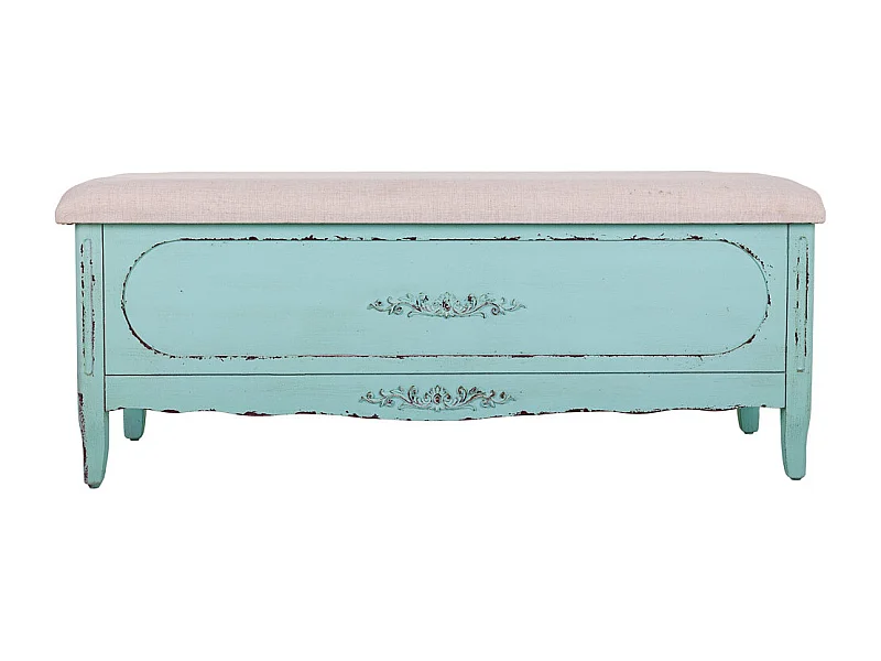 Polsterbank aus blauem Holz 120x43x48