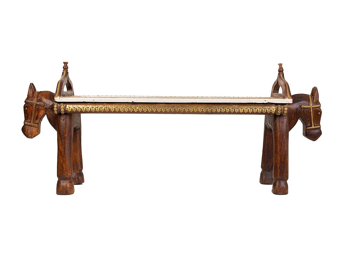 Braune Holz- und Metallbank 117x30,5x50h cm