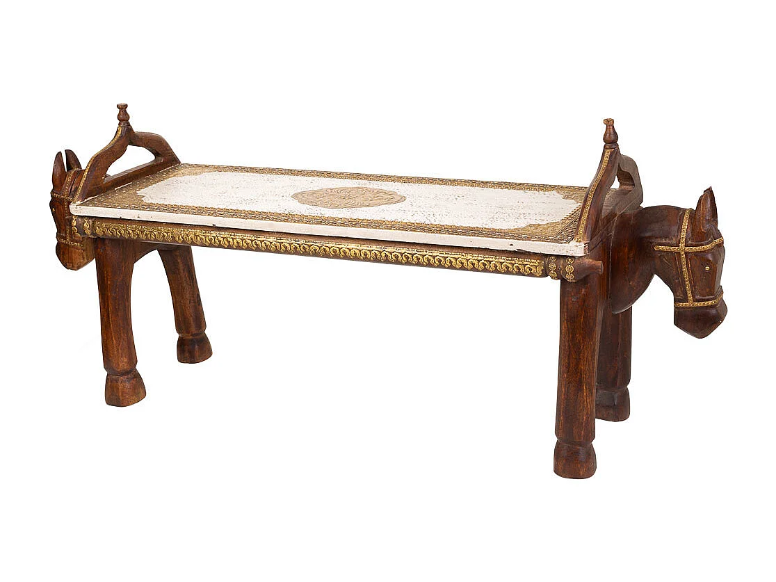 Braune Holz- und Metallbank 117x30,5x50h cm