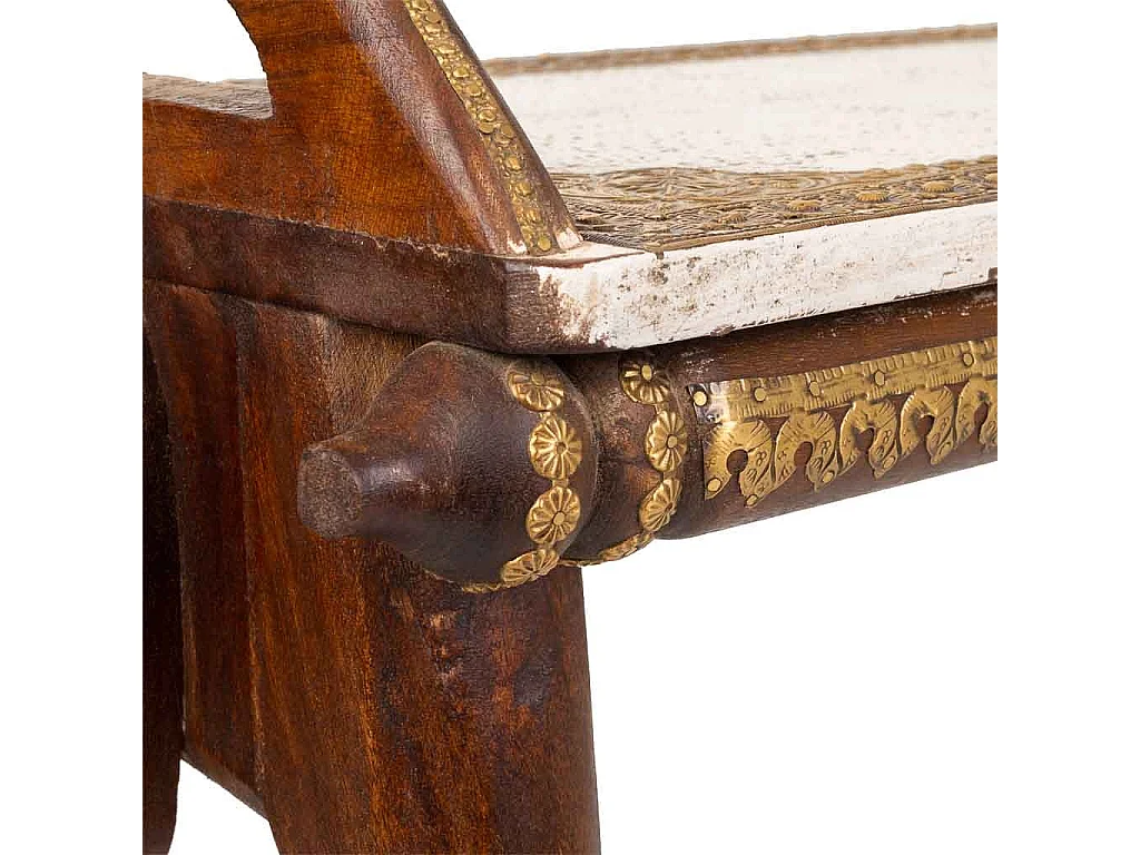 Braune Holz- und Metallbank 117x30,5x50h cm