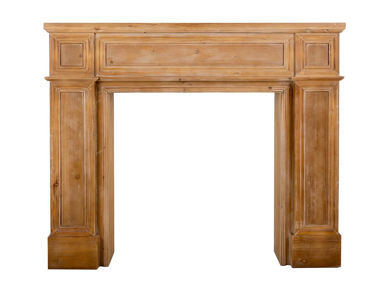 Moldura de lareira em madeira entalhada castanha 130x27x110