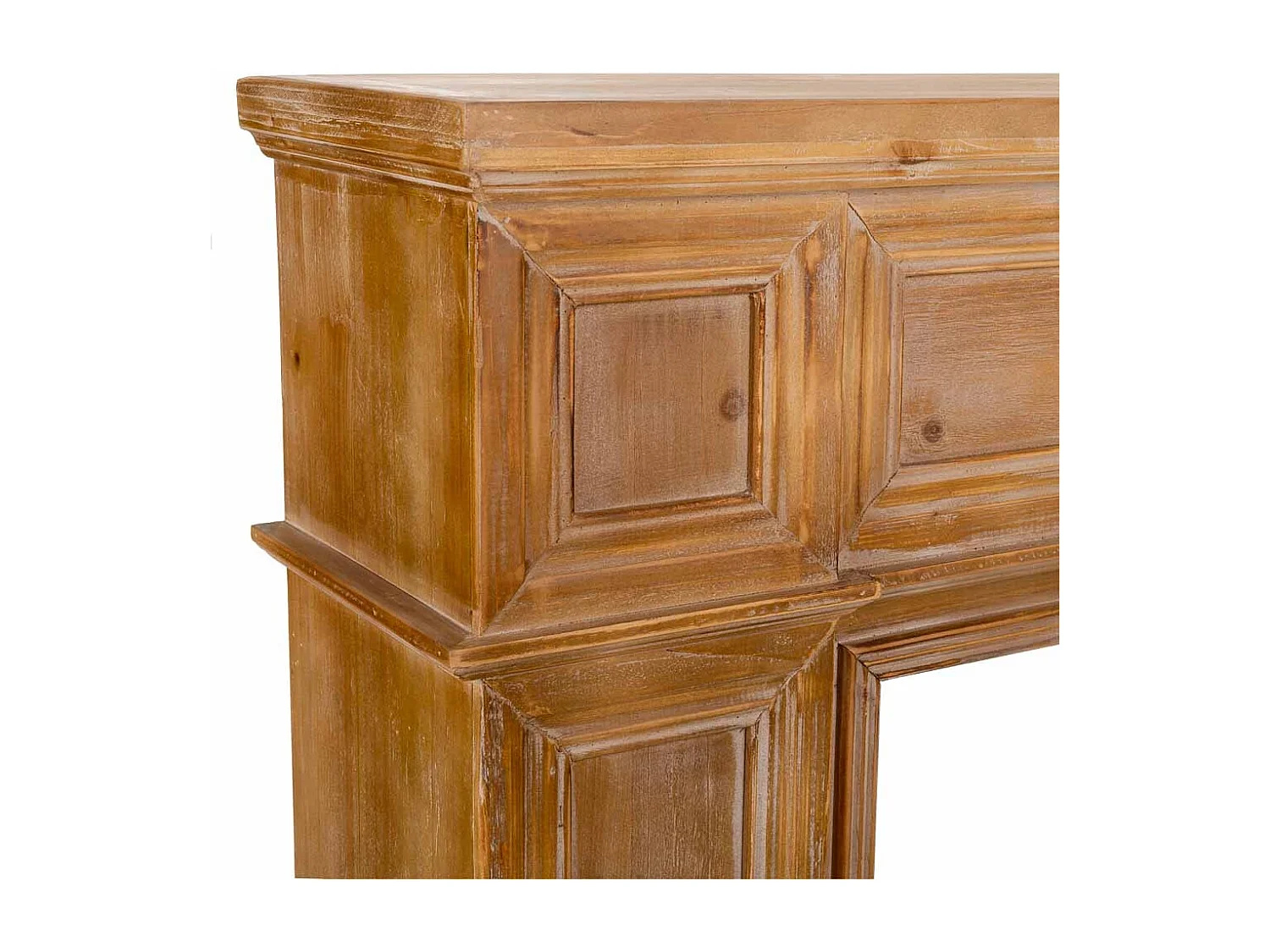 Moldura de lareira em madeira entalhada castanha 130x27x110