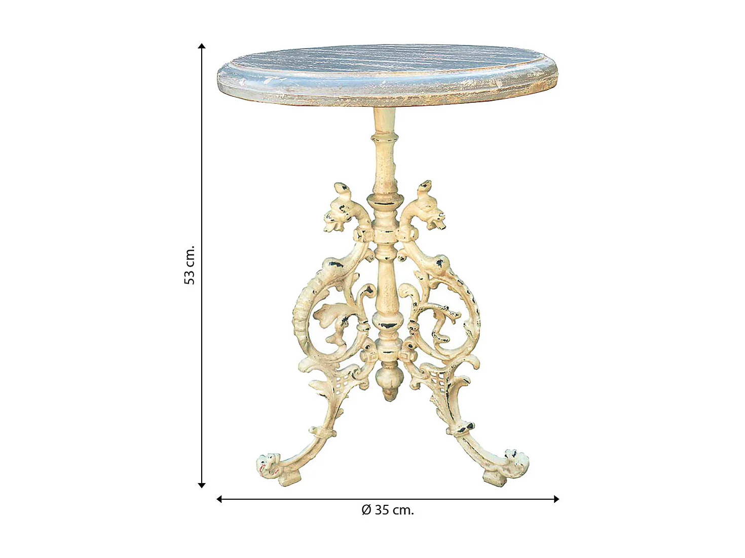 Mesa auxiliar de metal 41x41x53h cm