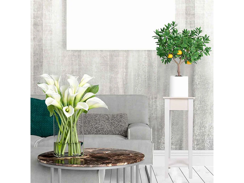 Soporte de maceta de madera blanca 30x30x80 cm