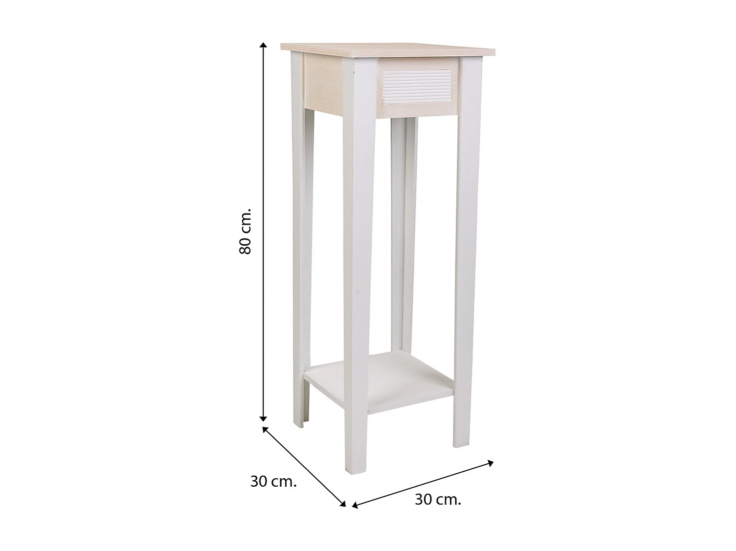 Soporte de maceta de madera blanca 30x30x80 cm