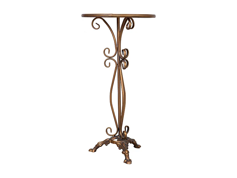 Mesa auxiliar de metal envejecido dorado 40x40x77