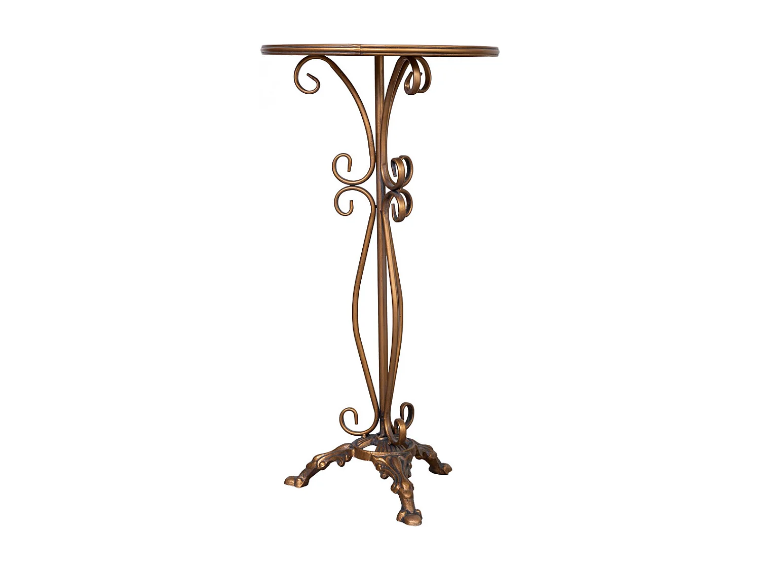 Mesa auxiliar de metal envelhecido dourado 40x40x77