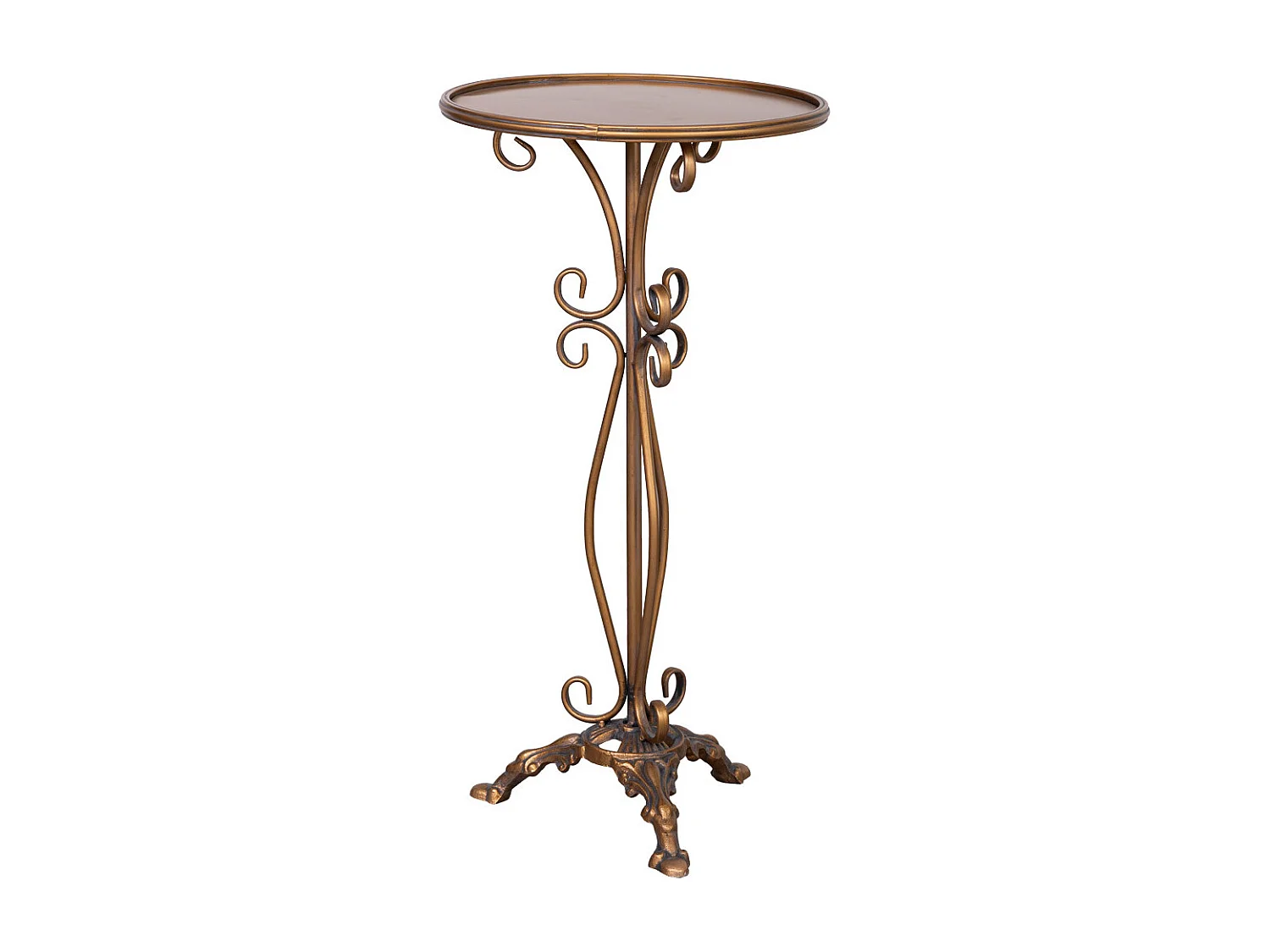 Mesa auxiliar de metal envelhecido dourado 40x40x77