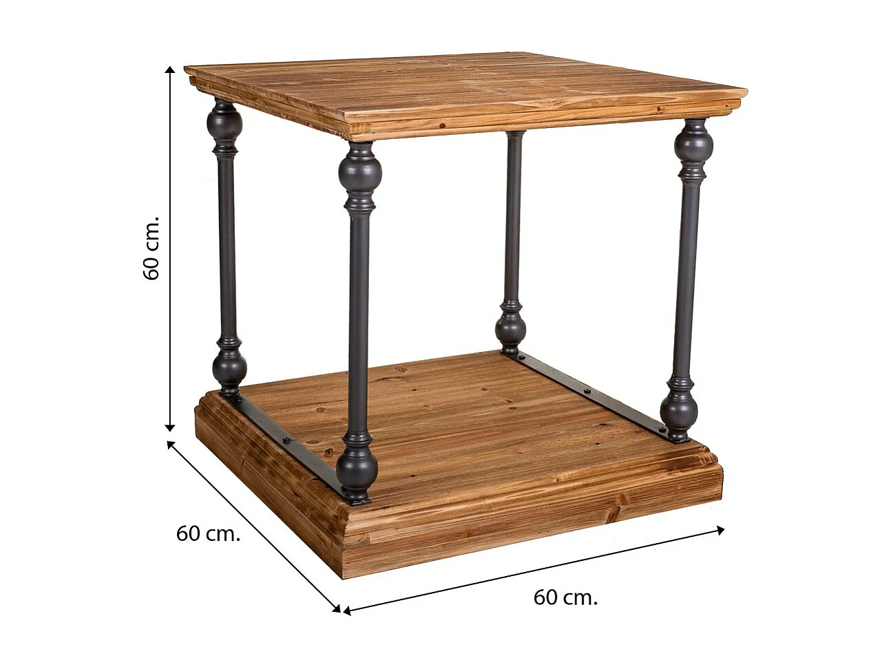 Couchtisch aus Metall und Holz 60x60x60h cm