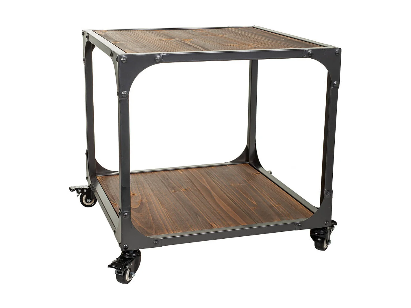 Mesa de metal y madera 50x50x50h cm