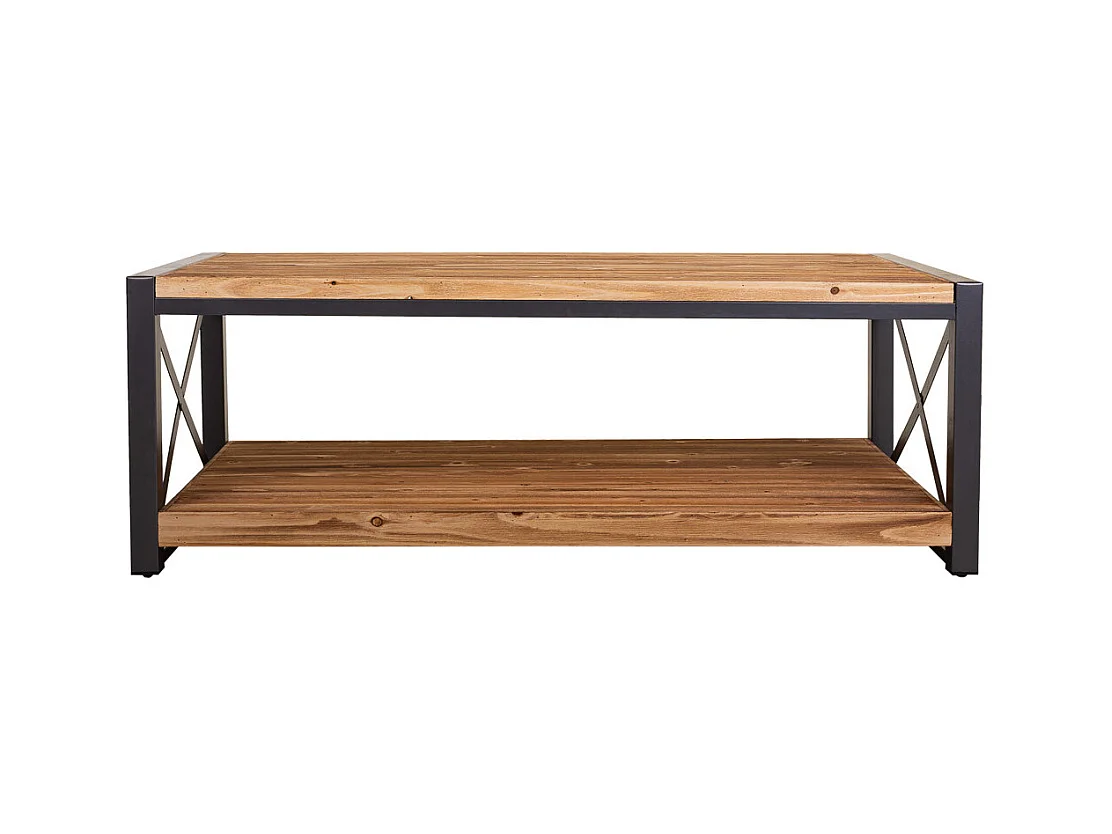 Tavolino da caffè in metallo e legno 122x60x43,5h cm