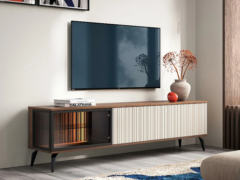Meuble TV Salcira 103, Cachemire|Noix, 180x50x39cm
