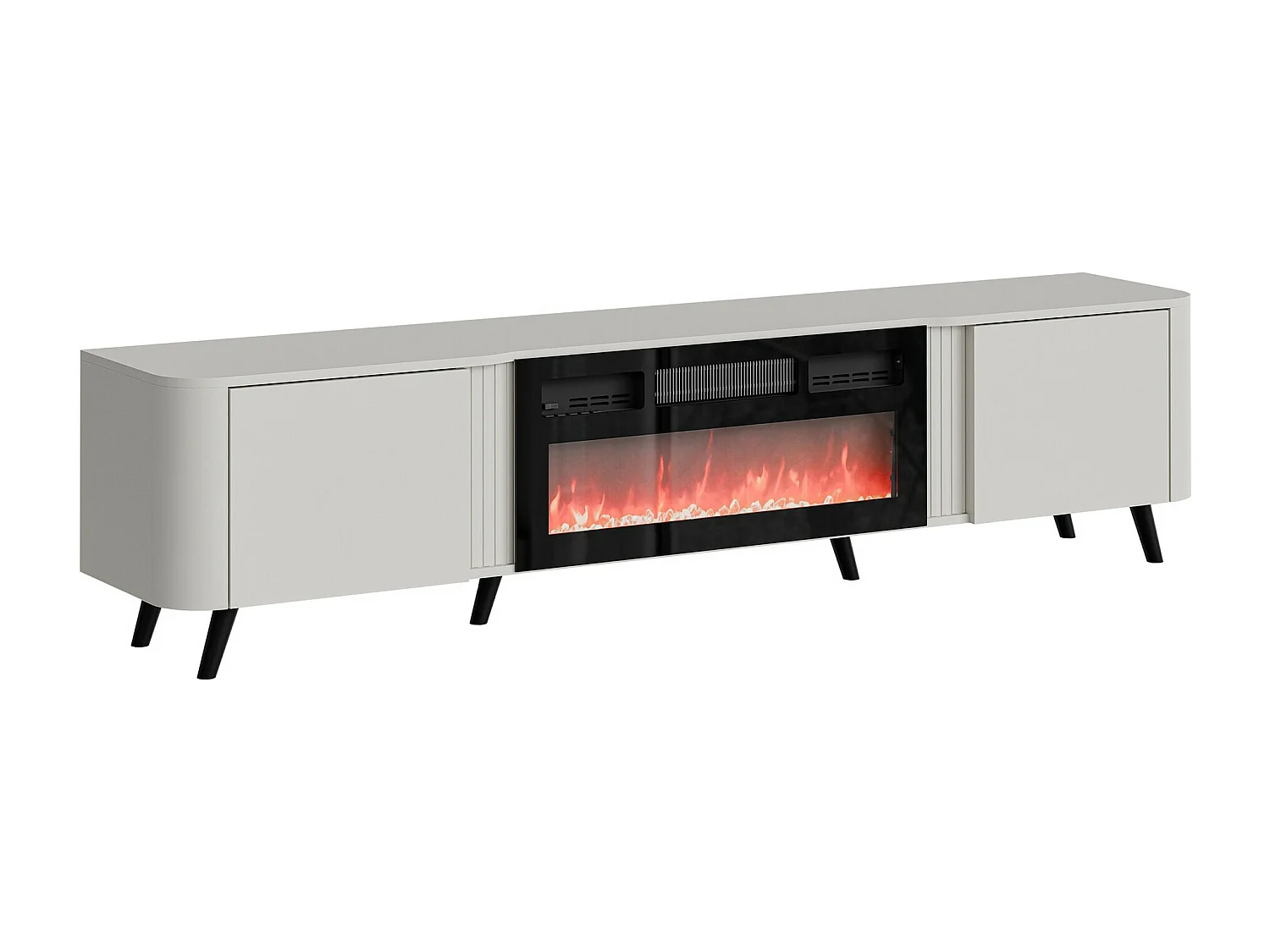 Meuble TV Charlotte 203, Noir|Cachemire, 200x49x39cm