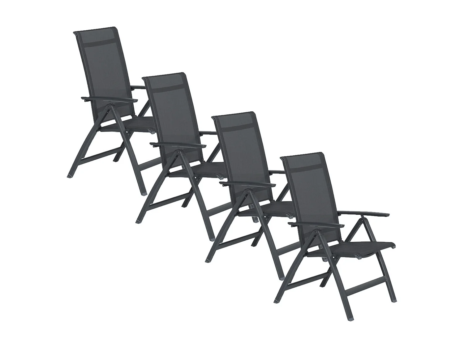 Chaise de jardin réglable Garden Impressions Santana Gris foncé 4 pièces