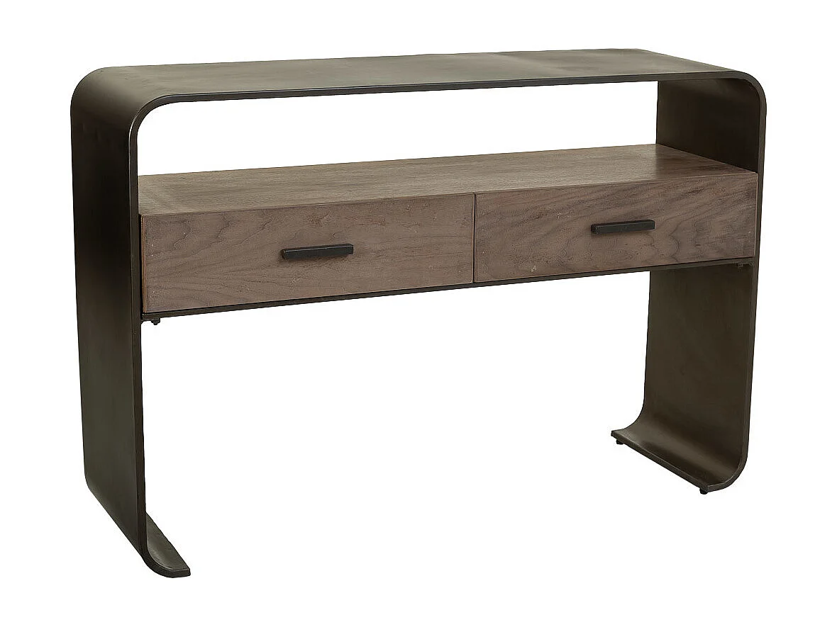 Halle aus Holz und schwarzem Metall 122x37x82