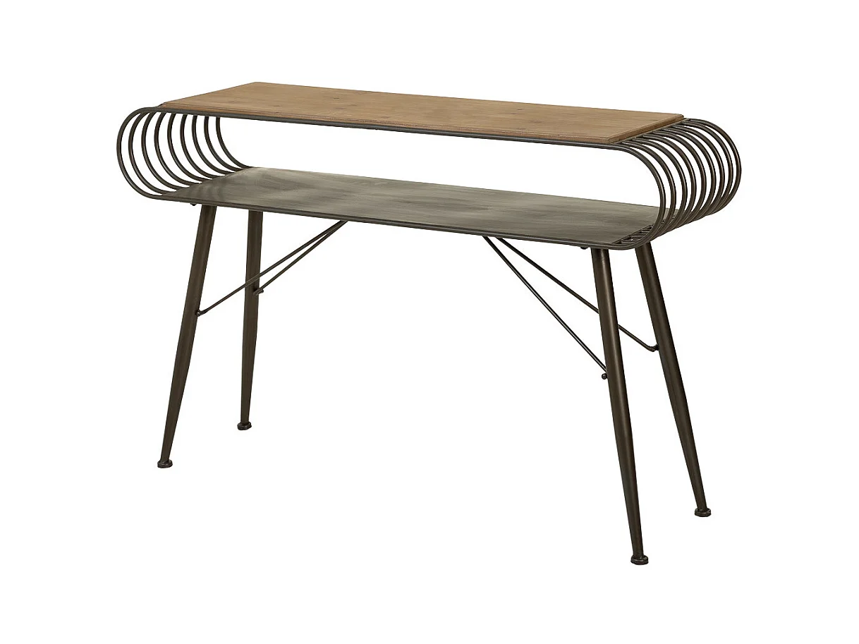 Flurtisch aus Holz und Metall braun 119x33x76