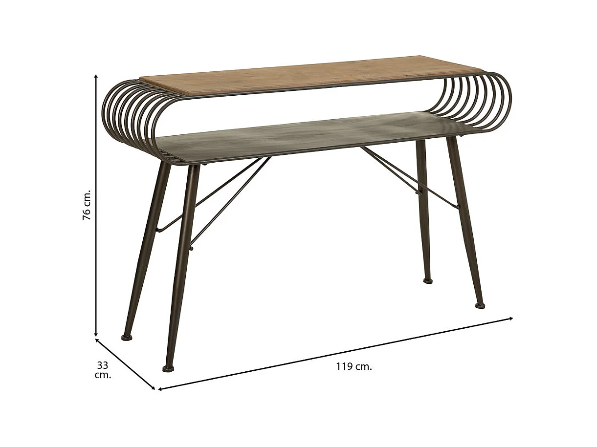 Flurtisch aus Holz und Metall braun 119x33x76