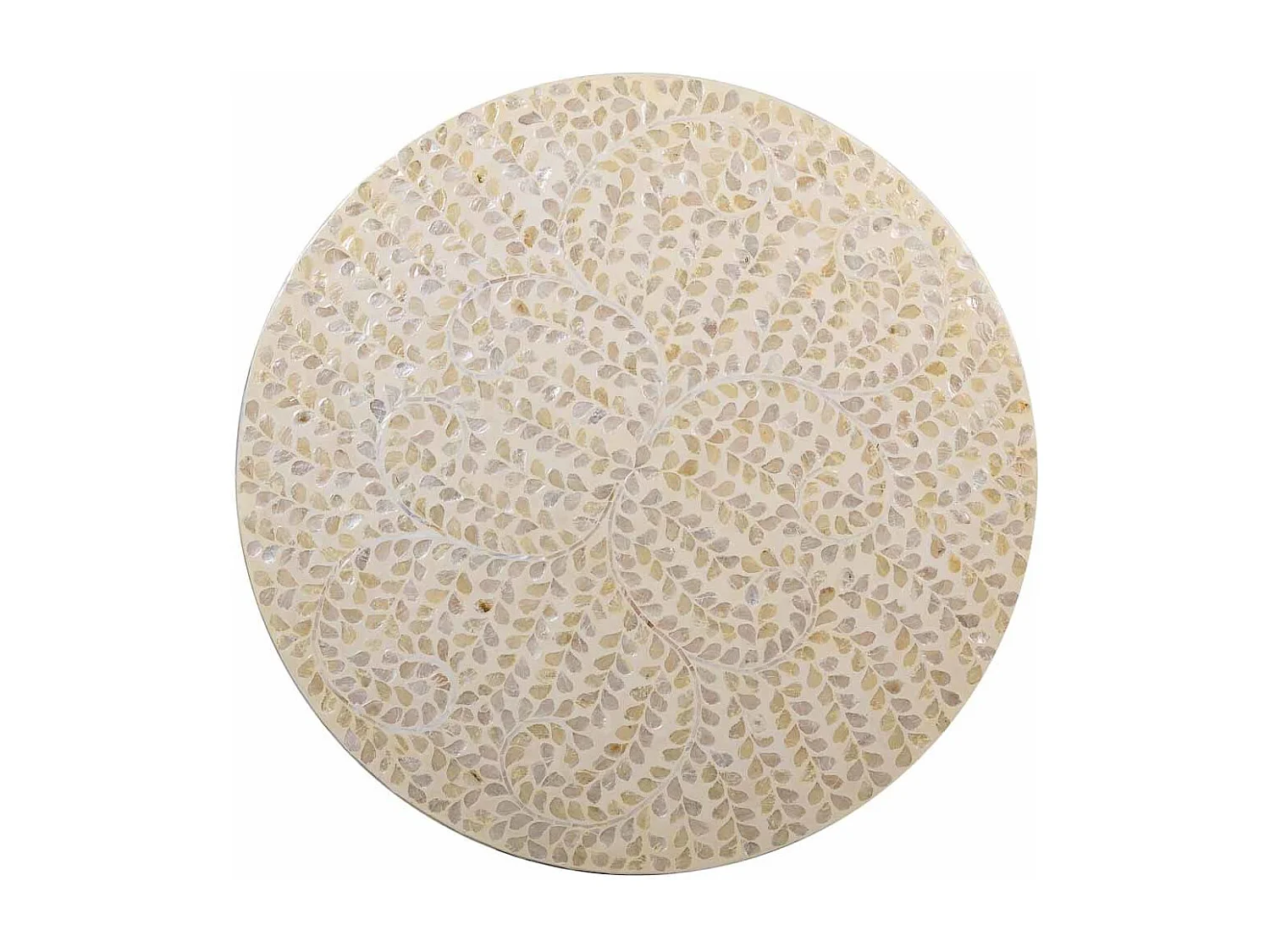 Mesa de centro redonda em madeira e capiz 80x80x42h cm