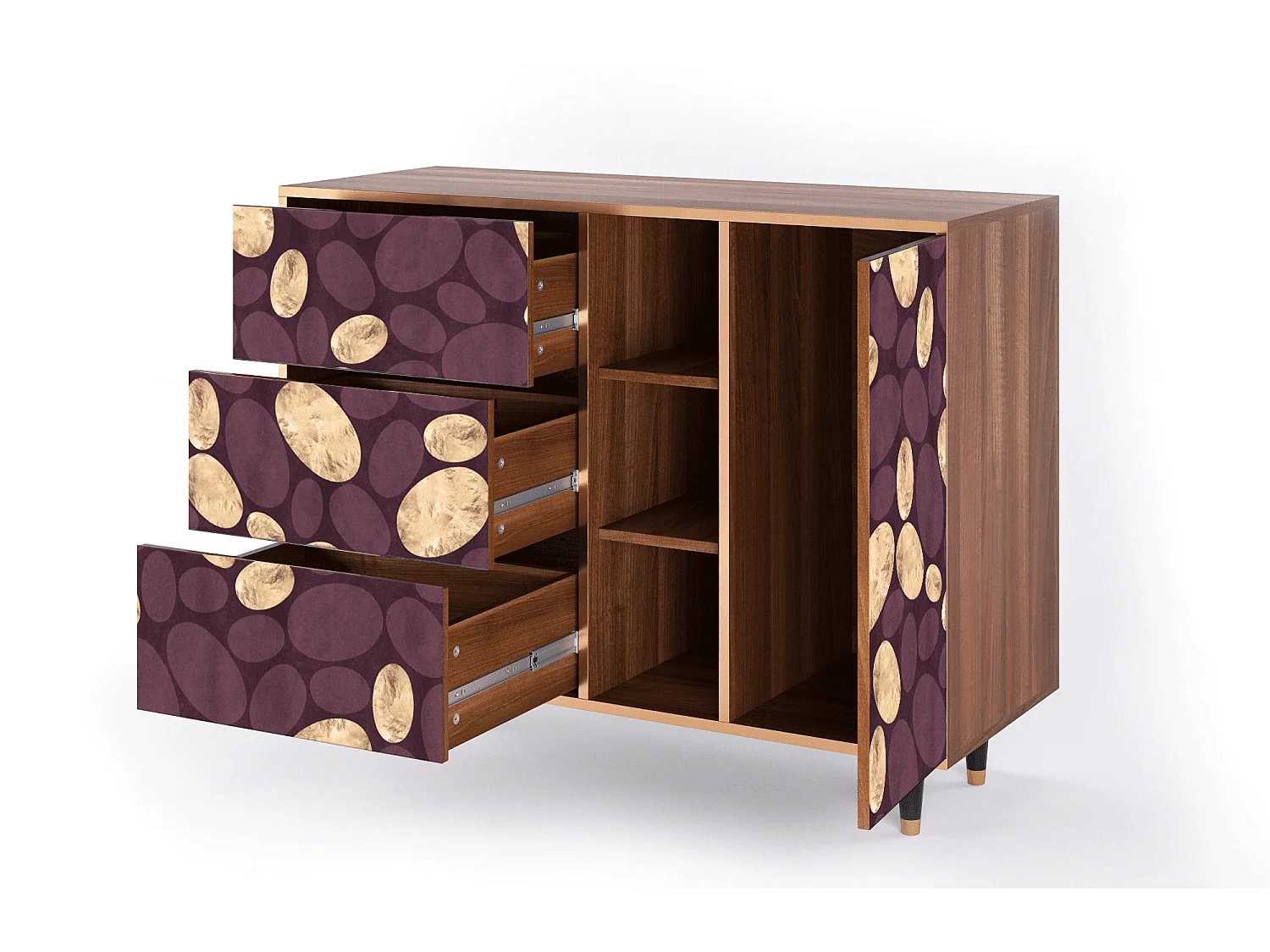 Buffet - 125x98x48 cm - BS2 - Fine Wine, Noyer