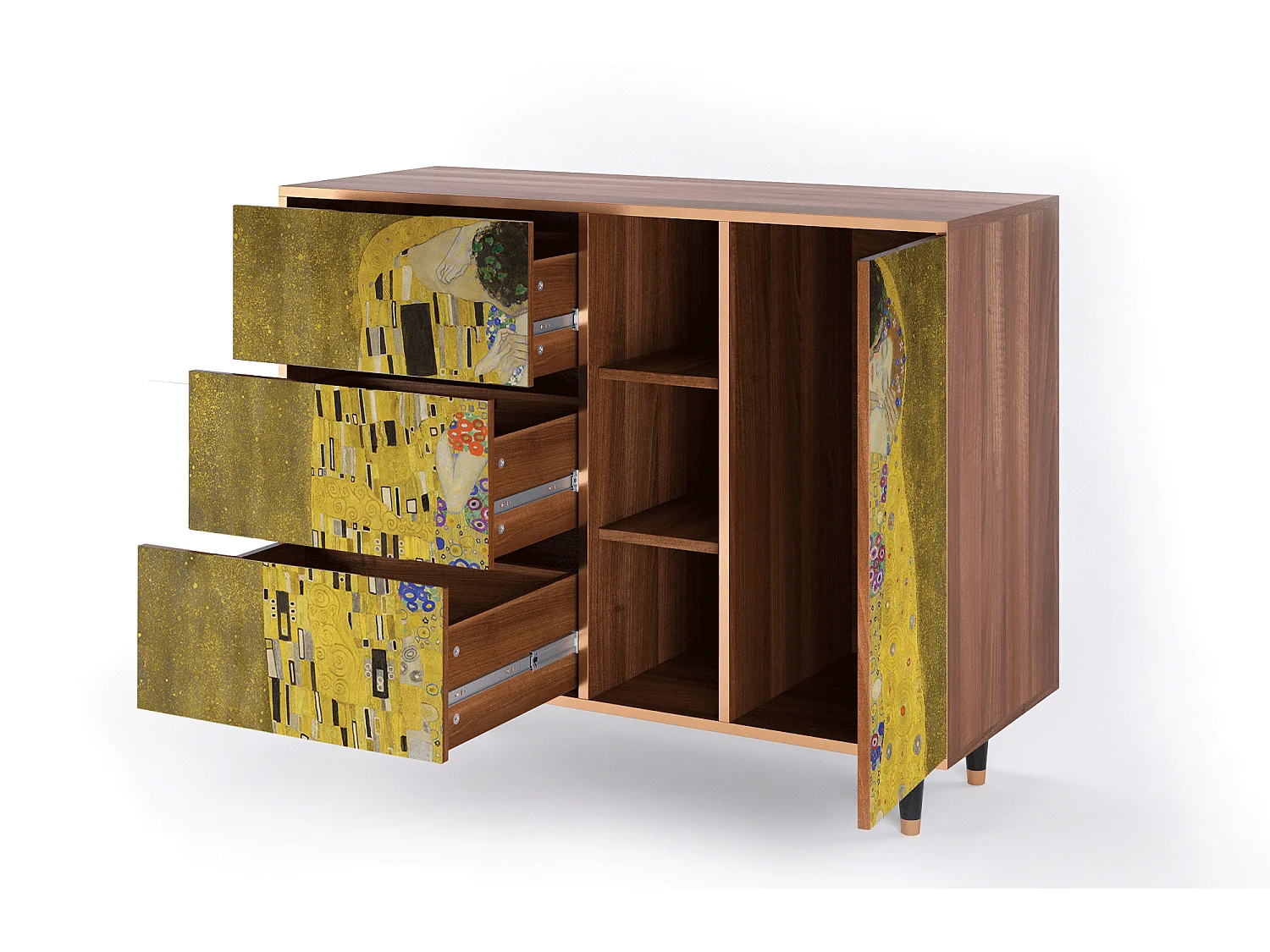 Kredens - 125x98x48 cm - BS2 - The Kiss by Klimt , Orzech