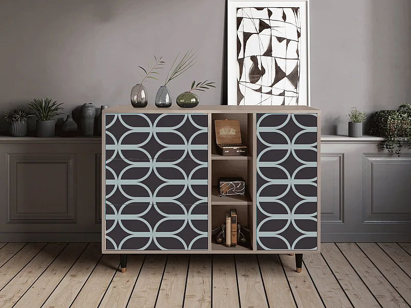 Credenza - 125x98x48 cm - BS2 - Braided Blue, Latte