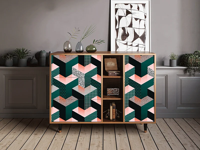 Buffet - 125x98x48 cm - BS2 - Geometric Madness, Noyer