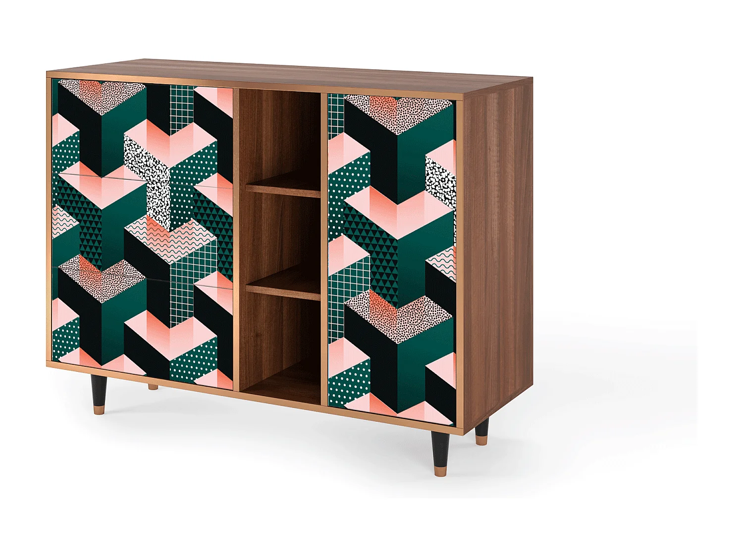 Buffet - 125x98x48 cm - BS2 - Geometric Madness, Noyer