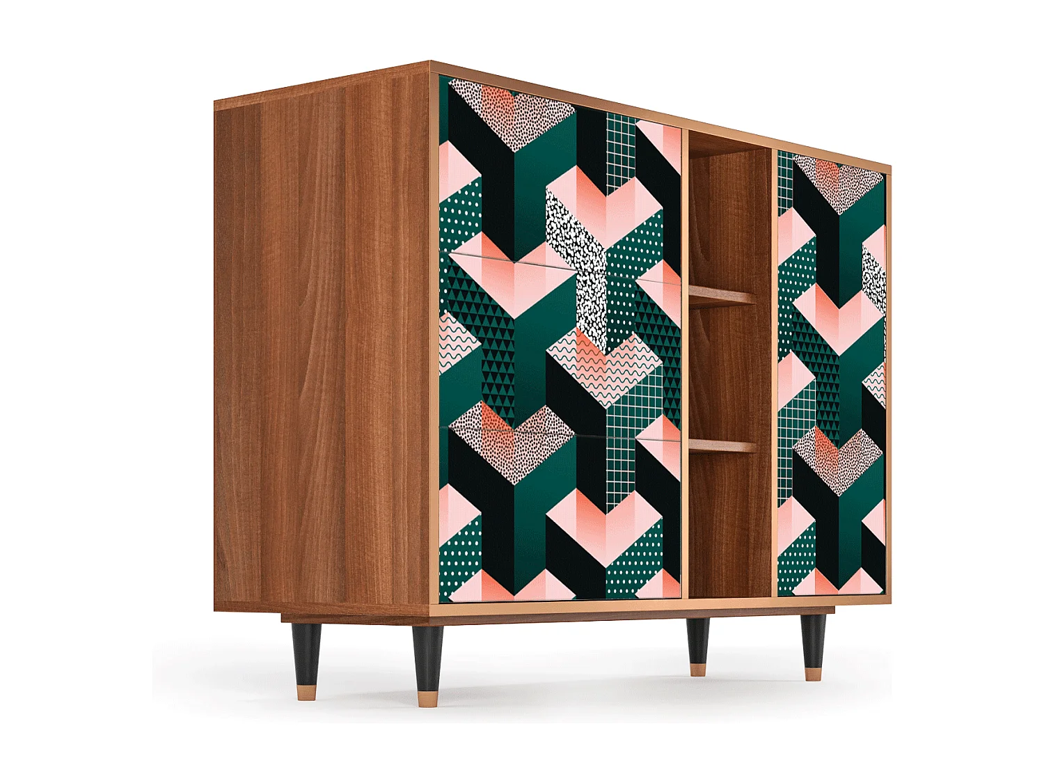 Buffet - 125x98x48 cm - BS2 - Geometric Madness, Noyer