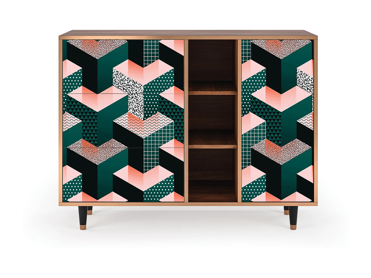 Buffet - 125x98x48 cm - BS2 - Geometric Madness, Noyer