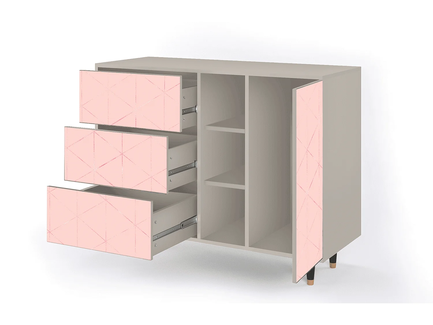 Aparador - 125x98x48 cm - BS2 - Rose Quartz, Areia