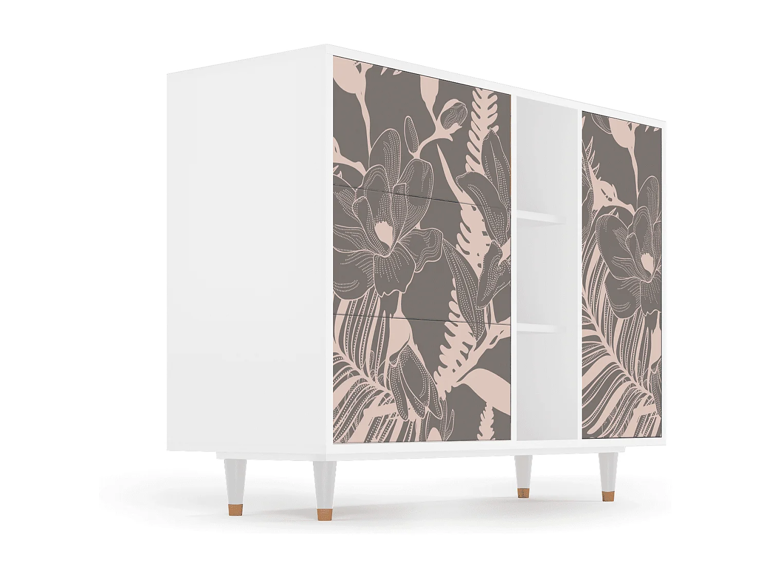 Aparador - 125x98x48 cm - BS2 - Issabelline Flower, Blanco