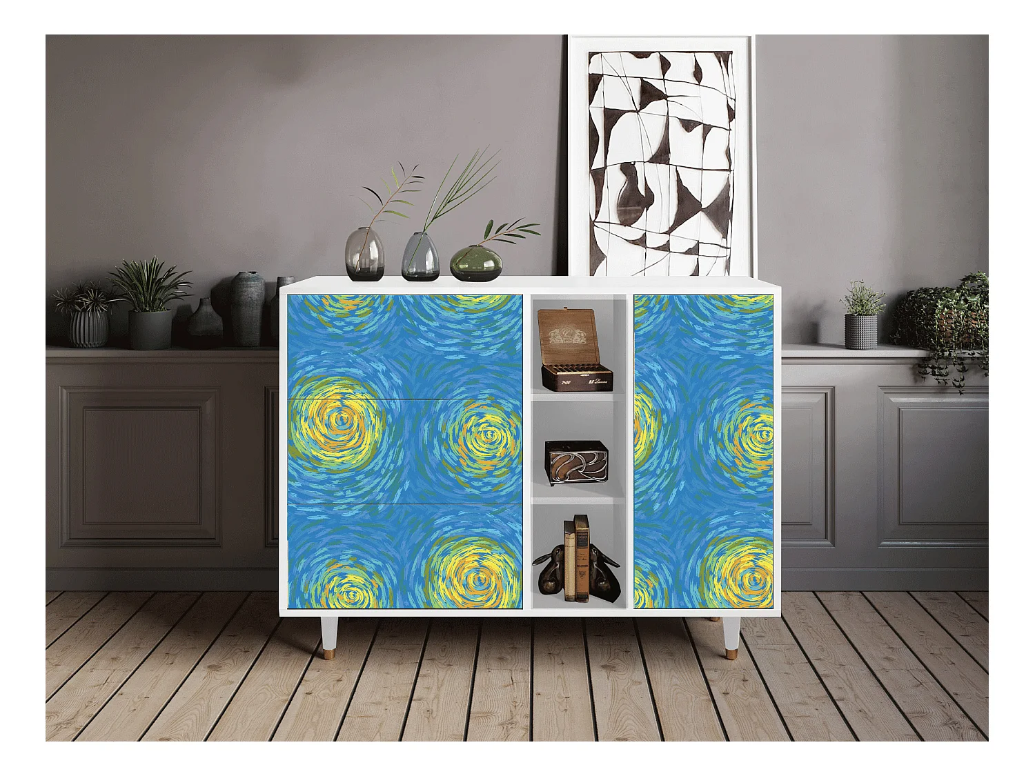 Buffet - 125x98x48 cm - BS2 - Van Gogh Lights, Blanc