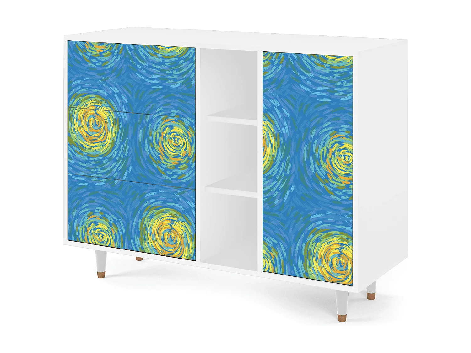Sideboard - 125x98x48 cm - BS2 - Van Gogh Lights, Weiß