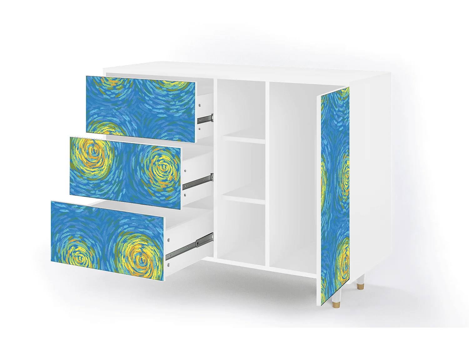Buffet - 125x98x48 cm - BS2 - Van Gogh Lights, Blanc