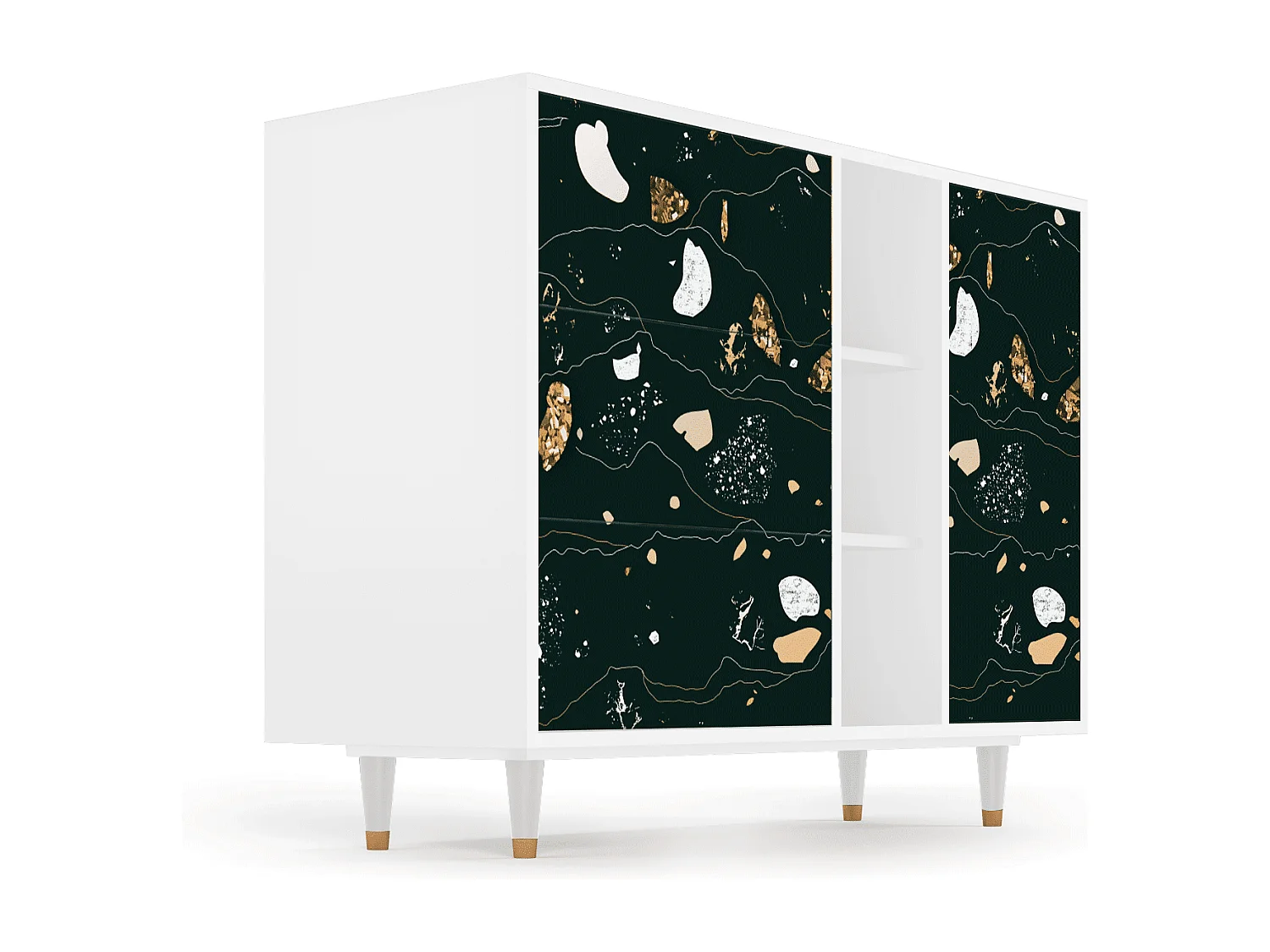 Buffet - 125x98x48 cm - BS2 - Space Rocks, Blanc