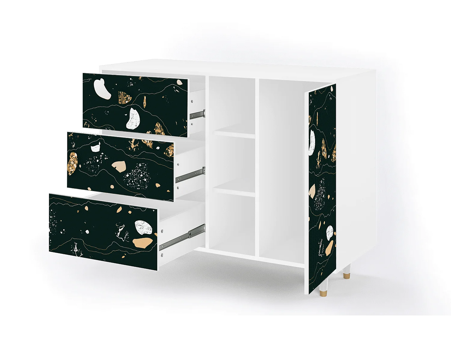 Buffet - 125x98x48 cm - BS2 - Space Rocks, Blanc