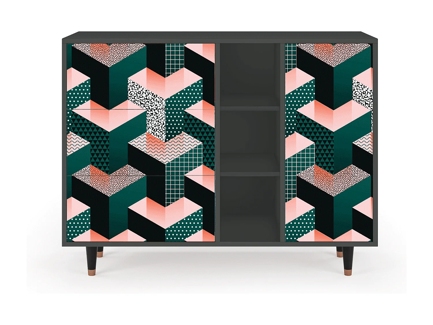 Kredens - 125x98x48 cm - BS2 - Geometric Madness, Antracyt