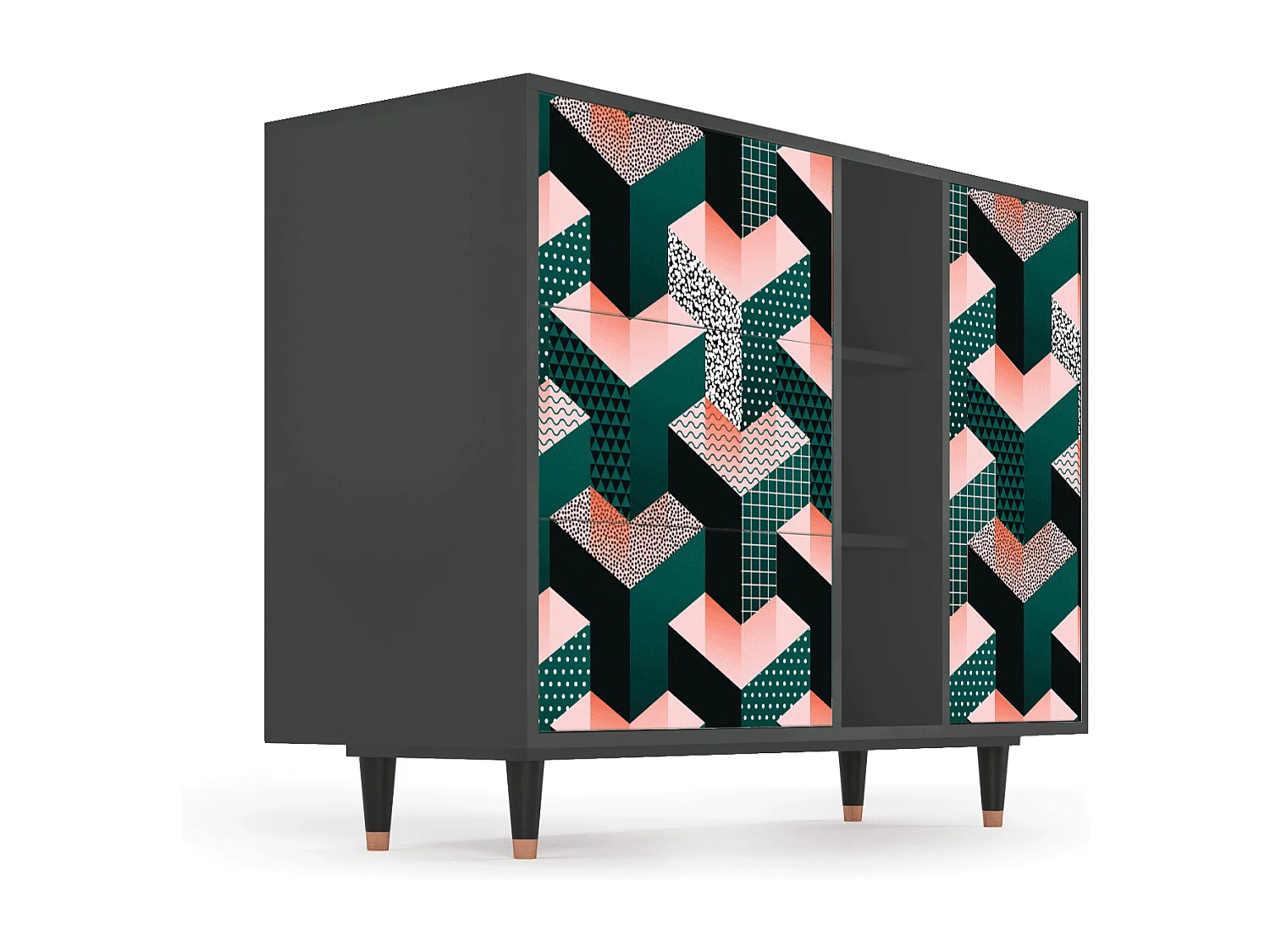Buffet - 125x98x48 cm - BS2 - Geometric Madness, Anthracite