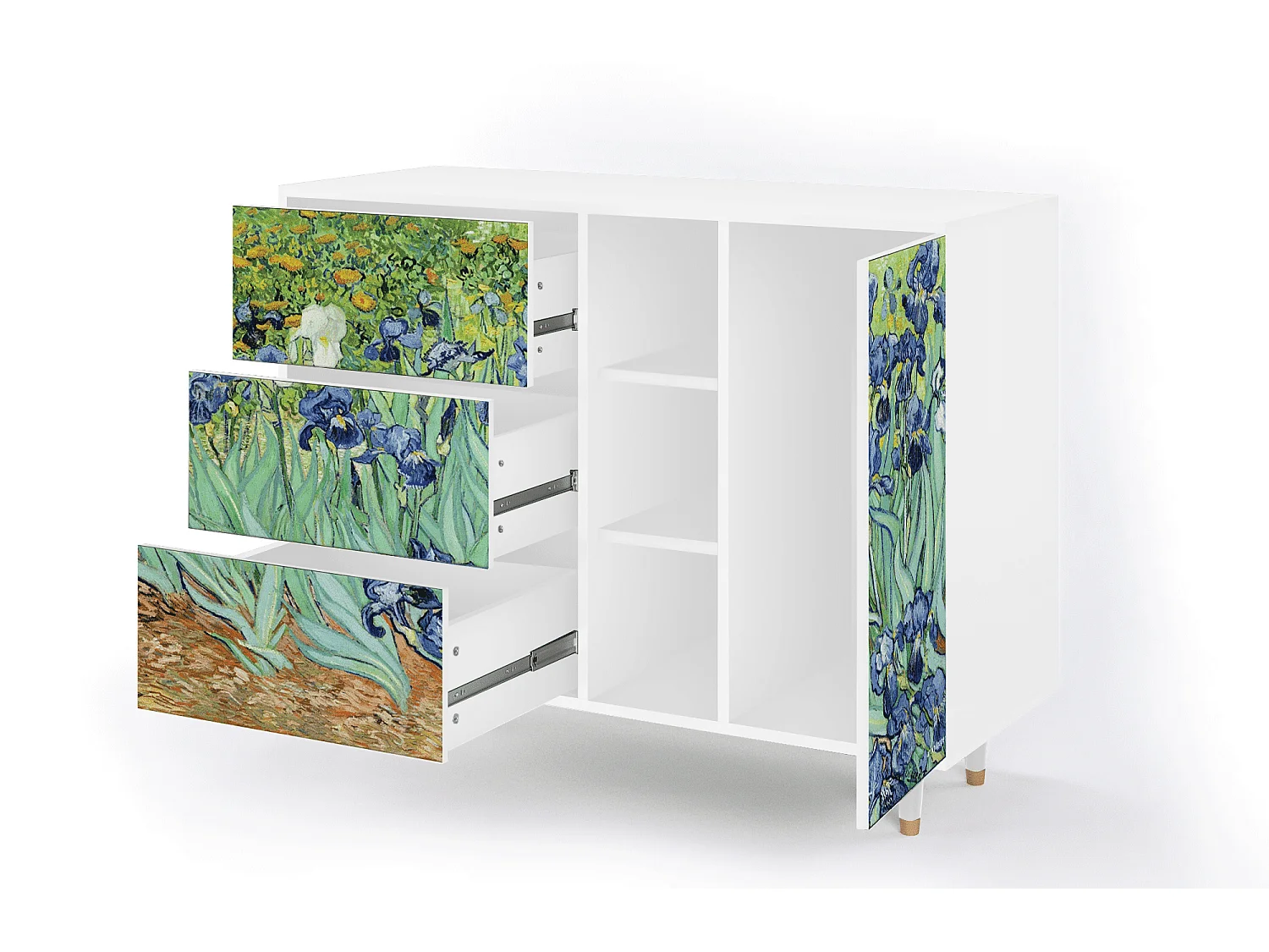 Credenza - 125x98x48 cm - BS2 - Irises , Bianco