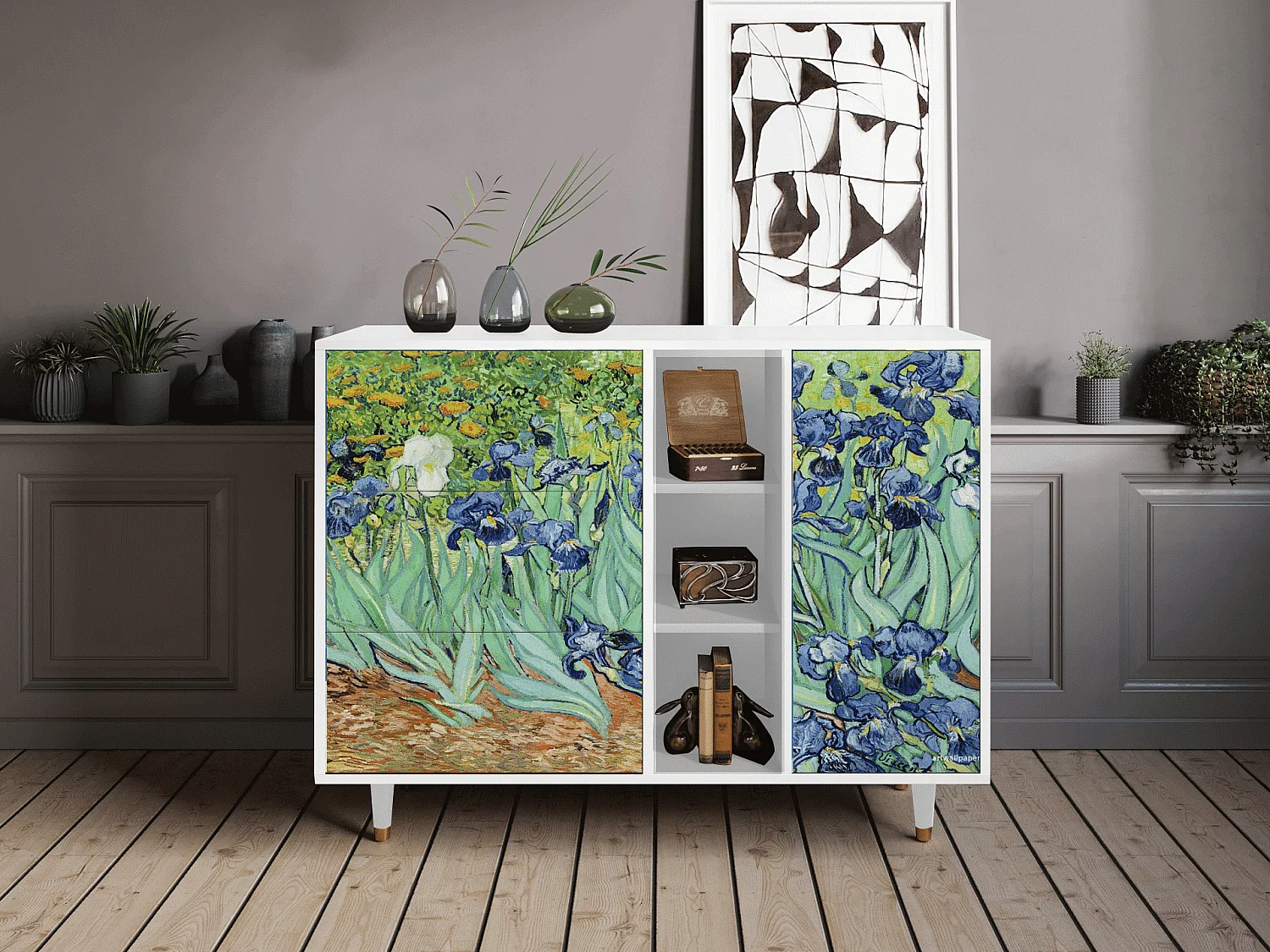 Credenza - 125x98x48 cm - BS2 - Irises , Bianco