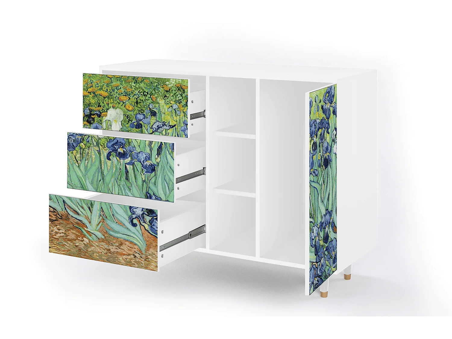 Credenza - 125x98x48 cm - BS2 - Irises , Bianco