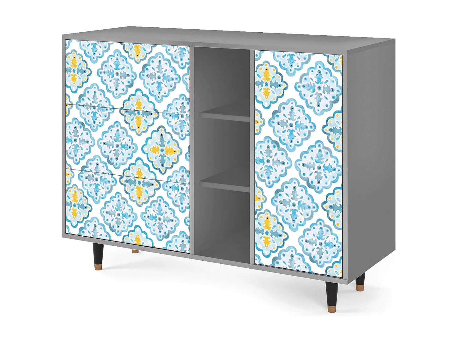 Credenza - 125x98x48 cm - BS2 - Portugese tiles, Grigio