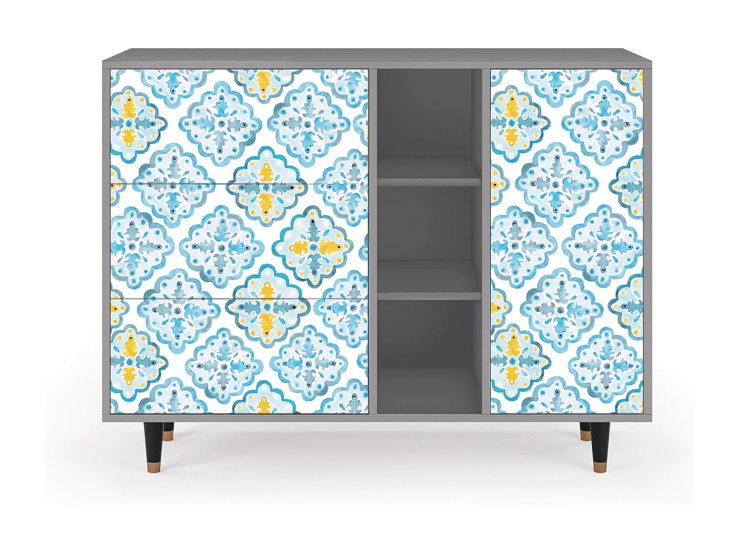 Dressoir - 125x98x48 cm - BS2 - Portugese tiles, Grijs