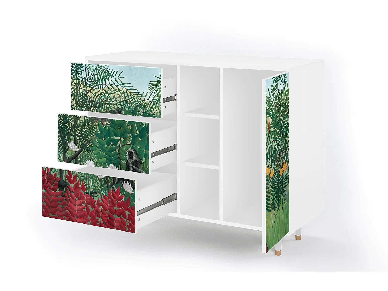 Kredens - 125x98x48 cm - BS2 - Jungles in Paris, Biały