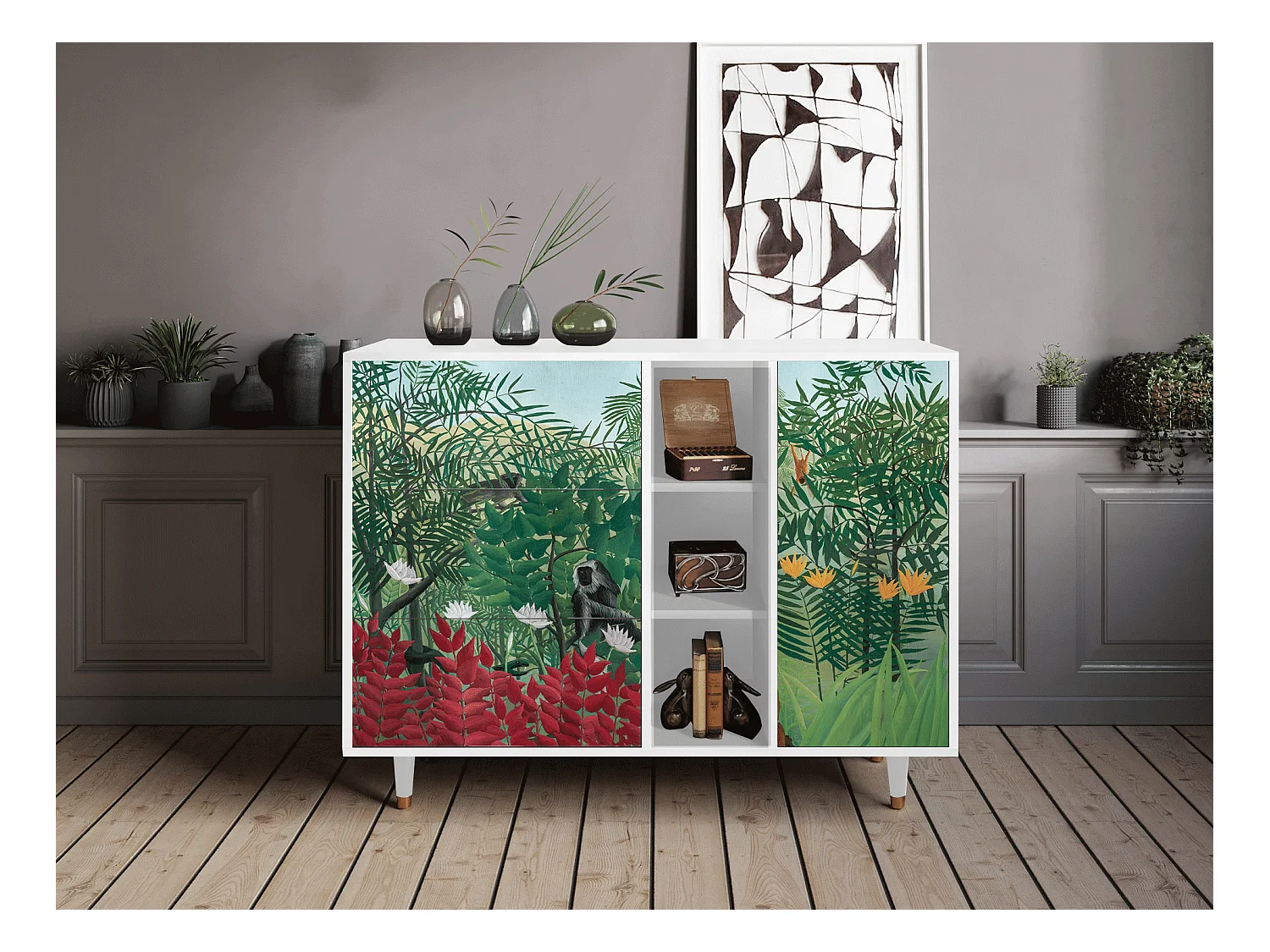 Dressoir - 125x98x48 cm - BS2 - Jungles in Paris, Wit
