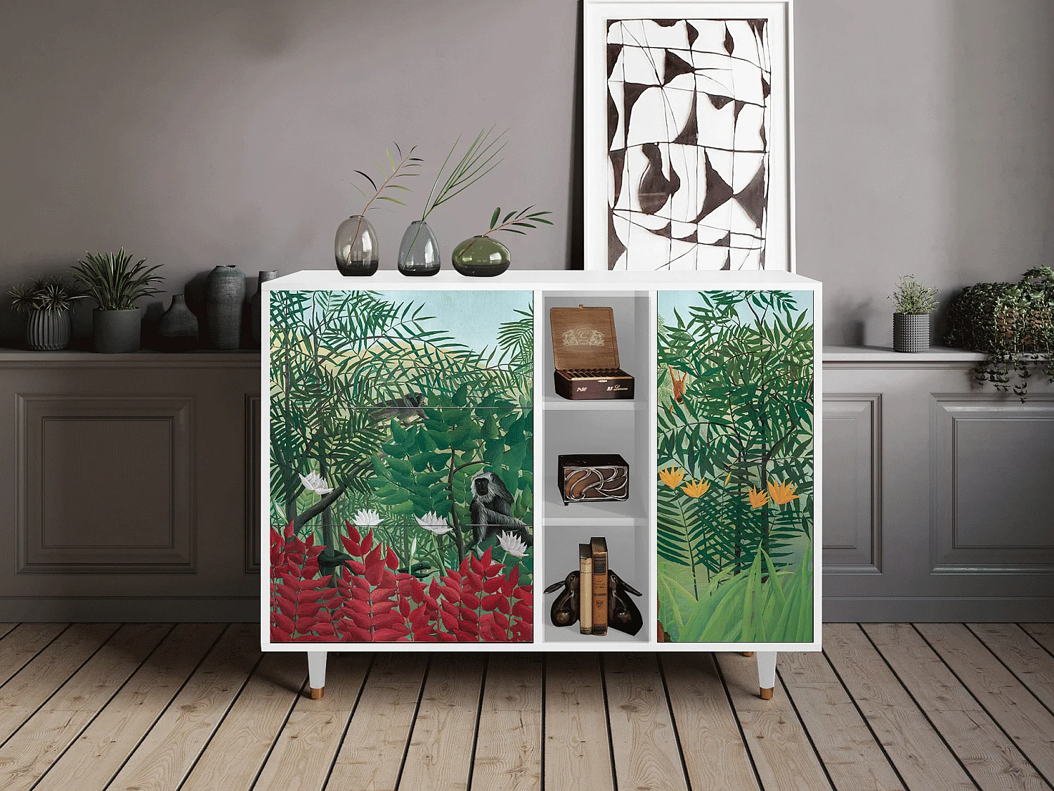 Buffet - 125x98x48 cm - BS2 - Jungles in Paris, Blanc