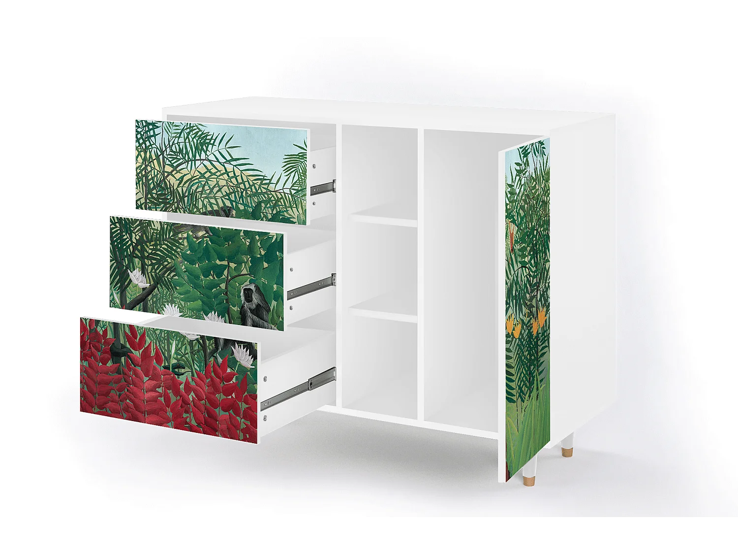 Kredens - 125x98x48 cm - BS2 - Jungles in Paris, Biały