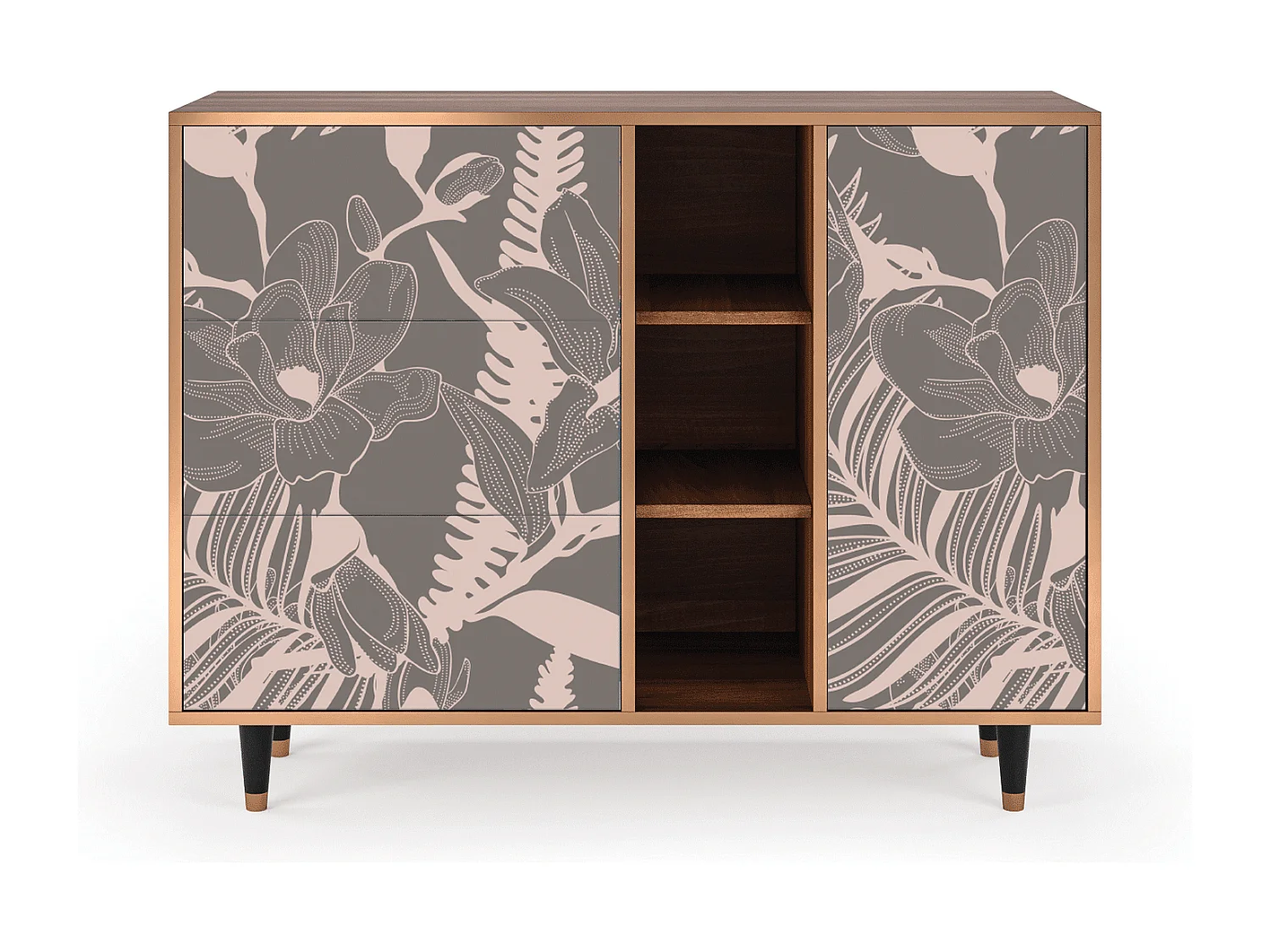 Buffet - 125x98x48 cm - BS2 - Issabelline Flower, Noyer