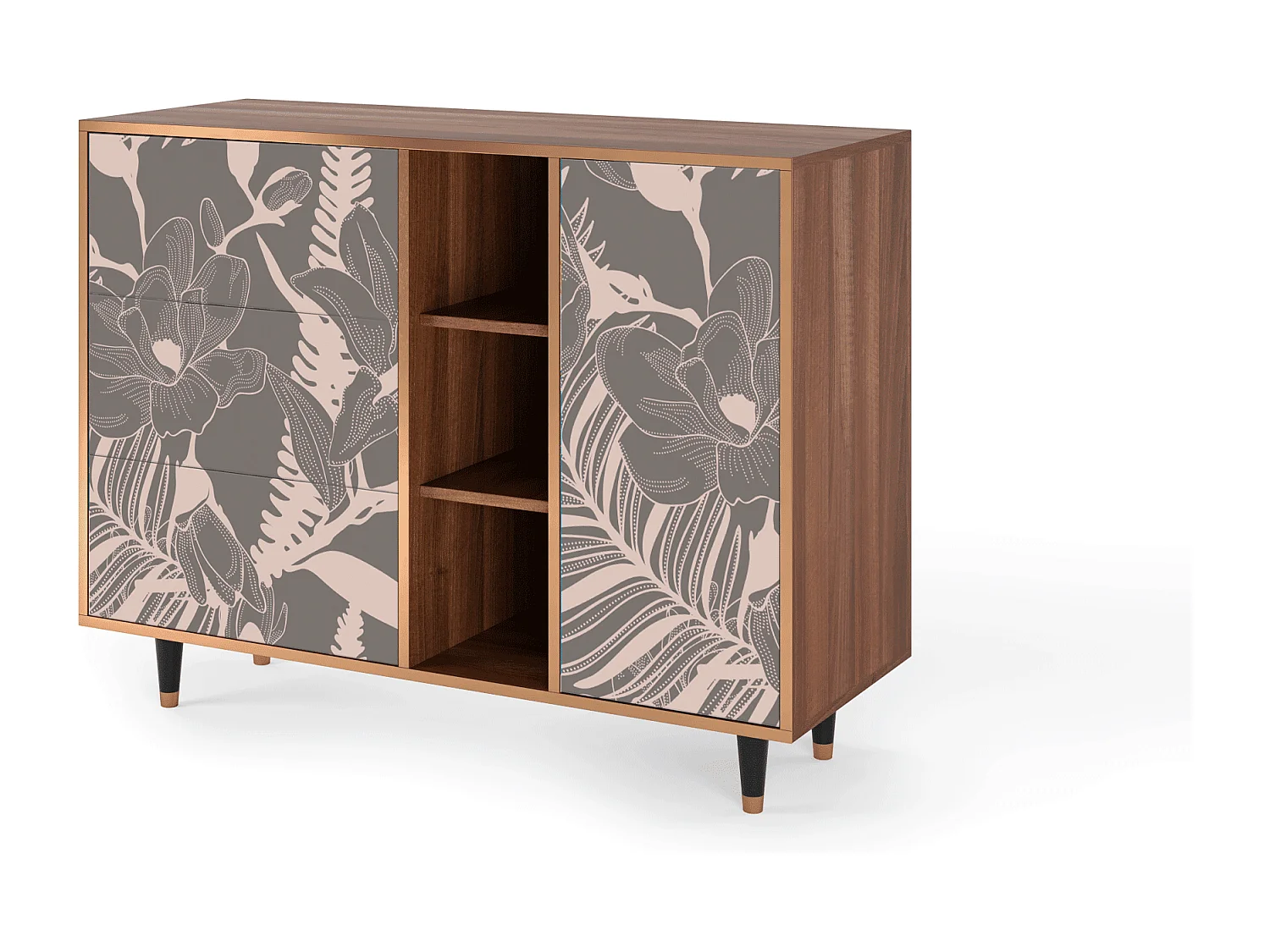 Kredens - 125x98x48 cm - BS2 - Issabelline Flower, Orzech